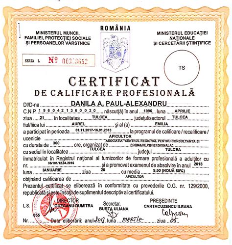 Certificat De Calificare Profesionala